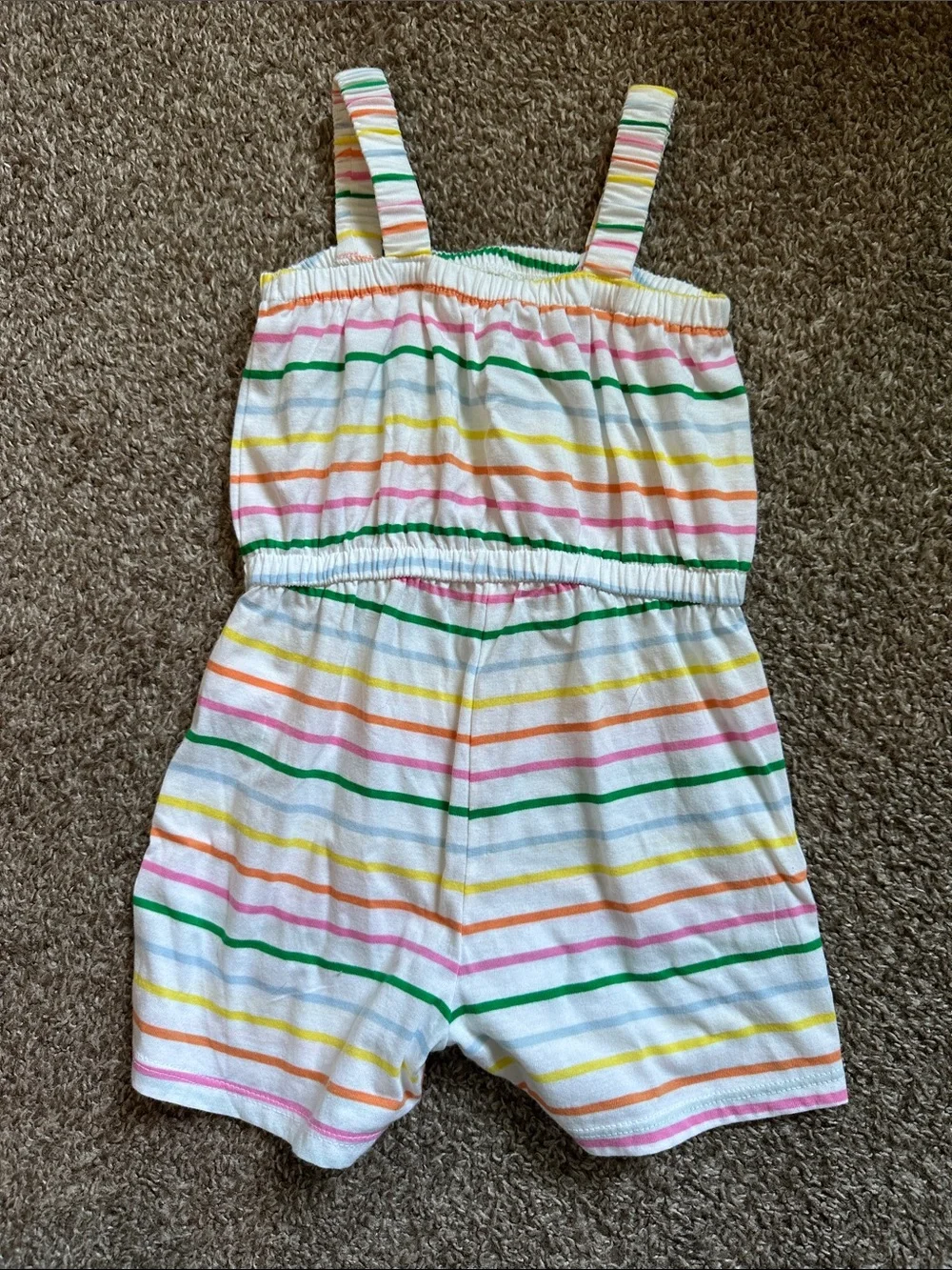 Old Navy White Multicolor Striped Cotton Romper